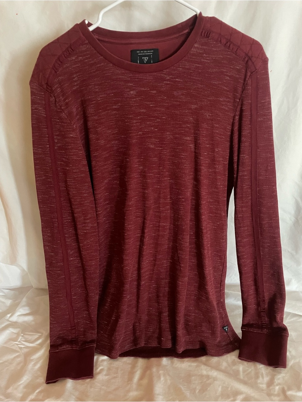 Guess Men's Maroon Crewneck Long-Sleeve Sweater